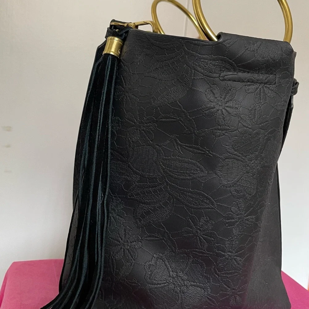 NWOT Anthropology Black Bucket Purse - Picture 5 of 8